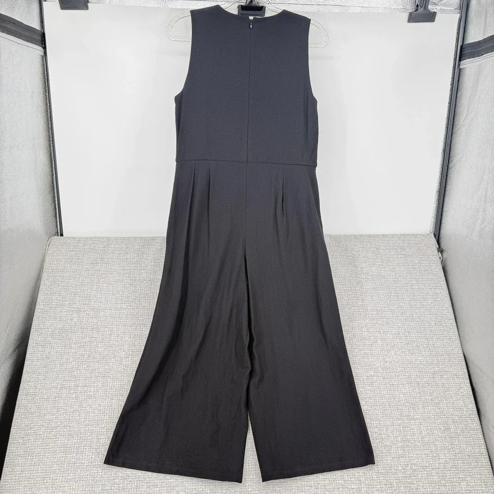 Eileen Fisher Dress Womens XS Black Midi Fit & Flare Sleeveless Pleated‎ Pockets